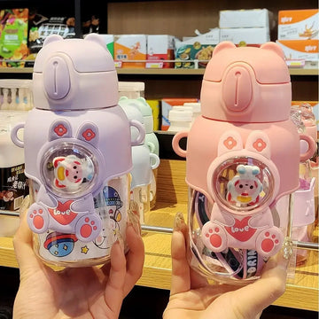 600ML Kawaii Summer Children's Water Cup High-value Fall-proof Straw Cup Boys and Cirls Go to School Baby Kettle