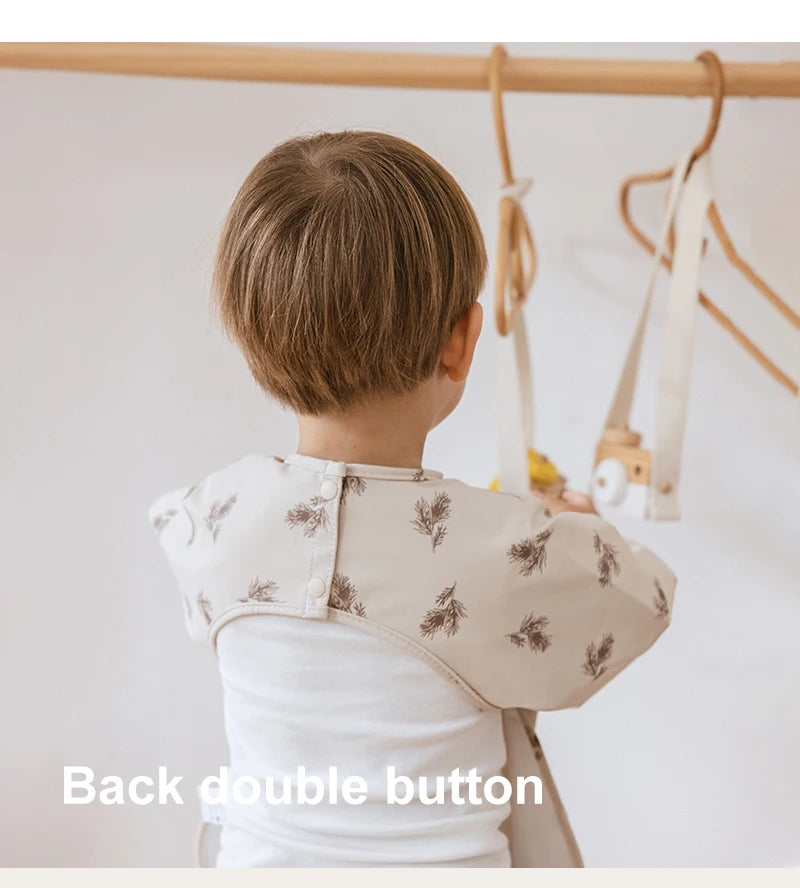 Baby Bibs Kids Toddler Long Sleeve Scarf Pu Waterproof Art Smock Cute Fox Boys Girls Apron Pocket Design Infant Feeding Clothes