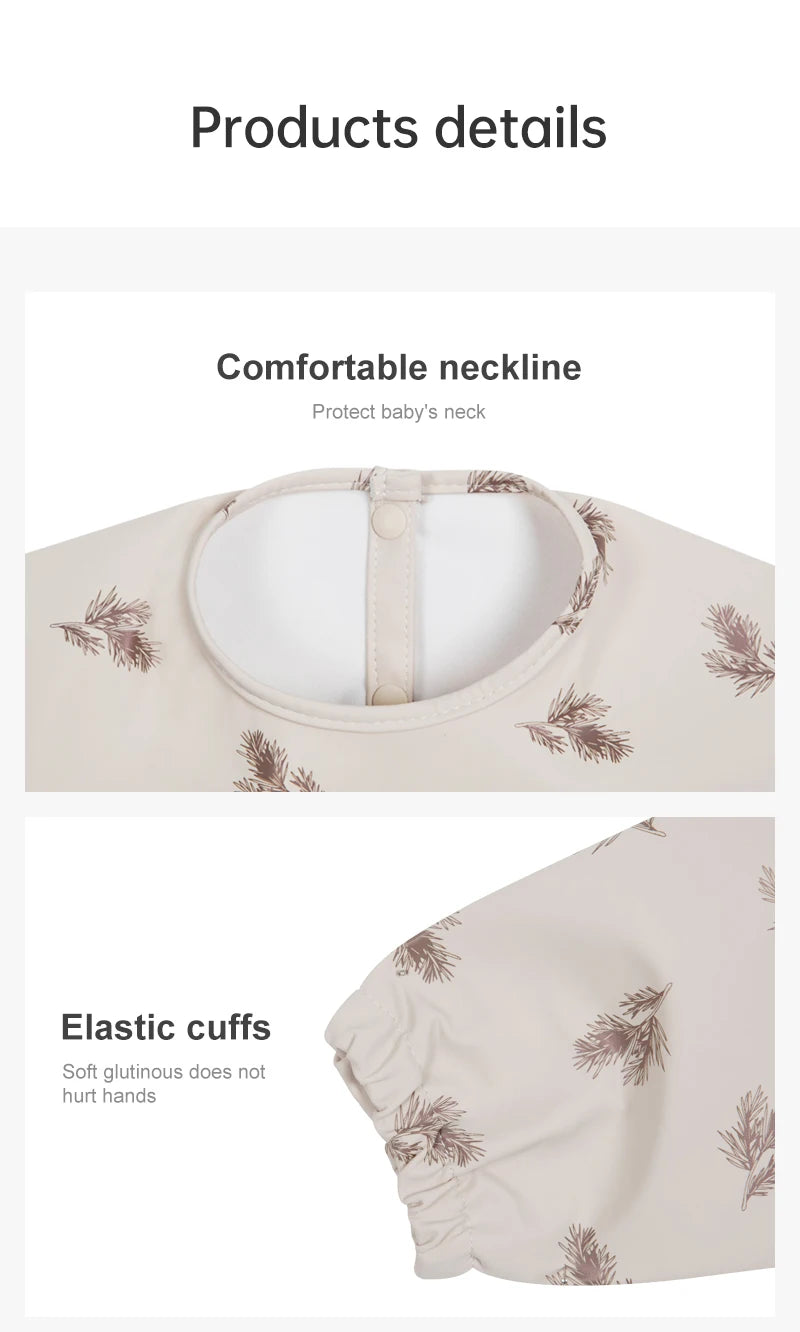Baby Bibs Kids Toddler Long Sleeve Scarf Pu Waterproof Art Smock Cute Fox Boys Girls Apron Pocket Design Infant Feeding Clothes