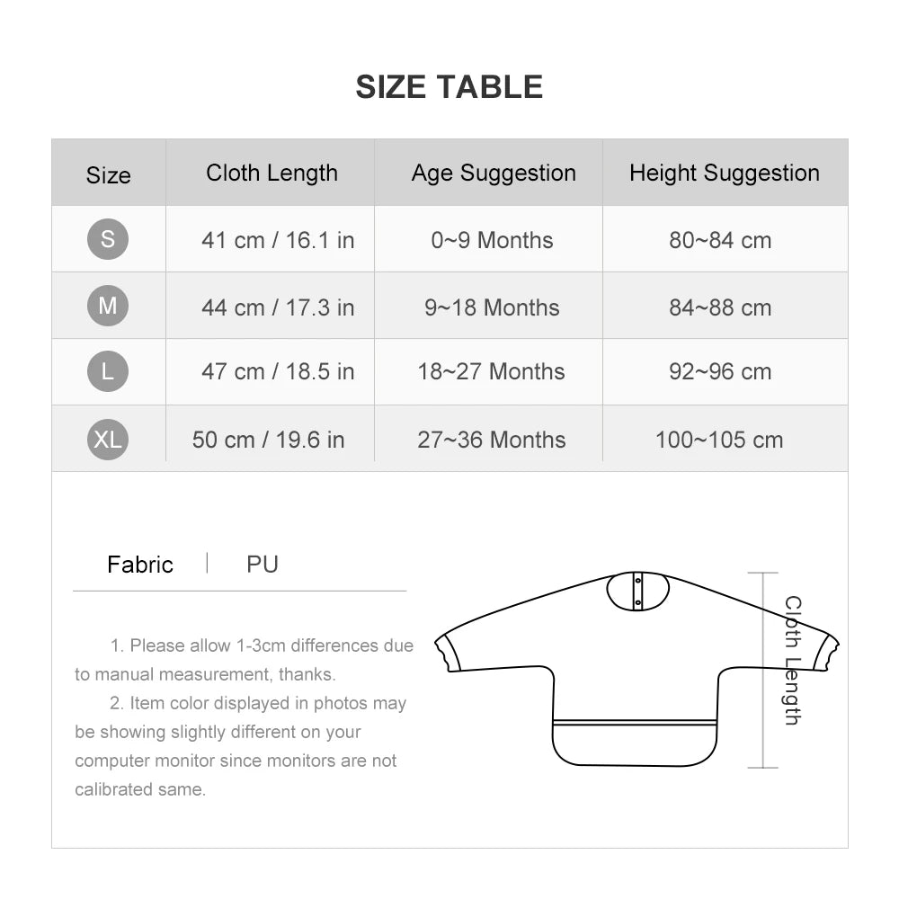 Baby Bibs Kids Toddler Long Sleeve Scarf Pu Waterproof Art Smock Cute Fox Boys Girls Apron Pocket Design Infant Feeding Clothes