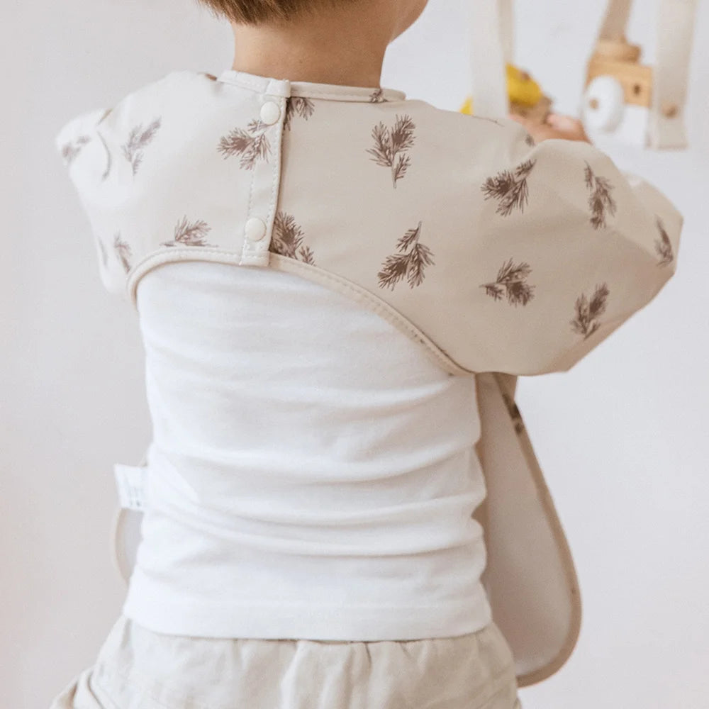 Baby Bibs Kids Toddler Long Sleeve Scarf Pu Waterproof Art Smock Cute Fox Boys Girls Apron Pocket Design Infant Feeding Clothes