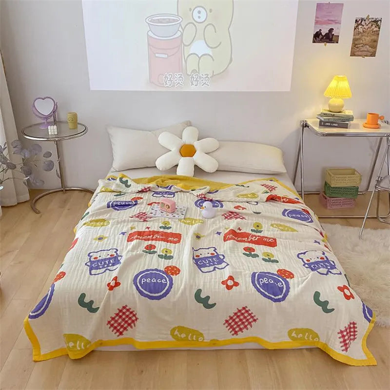 5 Size Baby Muslin Cotton Blanket 6 Layer Gauze Cotton Kids Adult Bedding Sleeping Blanket Bed Sheet Bedspread Children Blanket