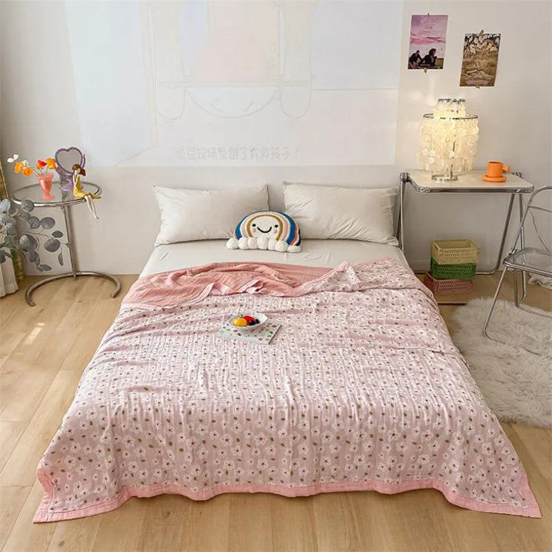 5 Size Baby Muslin Cotton Blanket 6 Layer Gauze Cotton Kids Adult Bedding Sleeping Blanket Bed Sheet Bedspread Children Blanket