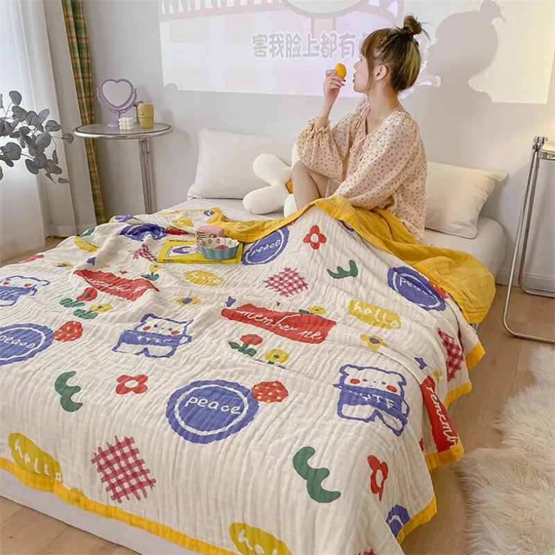 5 Size Baby Muslin Cotton Blanket 6 Layer Gauze Cotton Kids Adult Bedding Sleeping Blanket Bed Sheet Bedspread Children Blanket