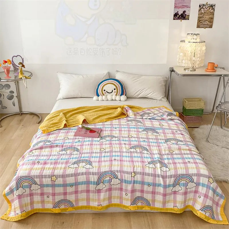 5 Size Baby Muslin Cotton Blanket 6 Layer Gauze Cotton Kids Adult Bedding Sleeping Blanket Bed Sheet Bedspread Children Blanket