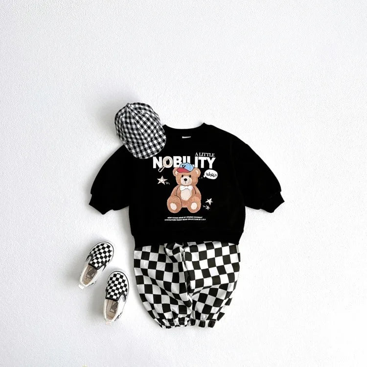 2025 Autumn New Children Long Sleeve Sweatshirt Cartoon Print Boys Girls Cotton Casual Pullover Baby Loose Tops Kids Clothes