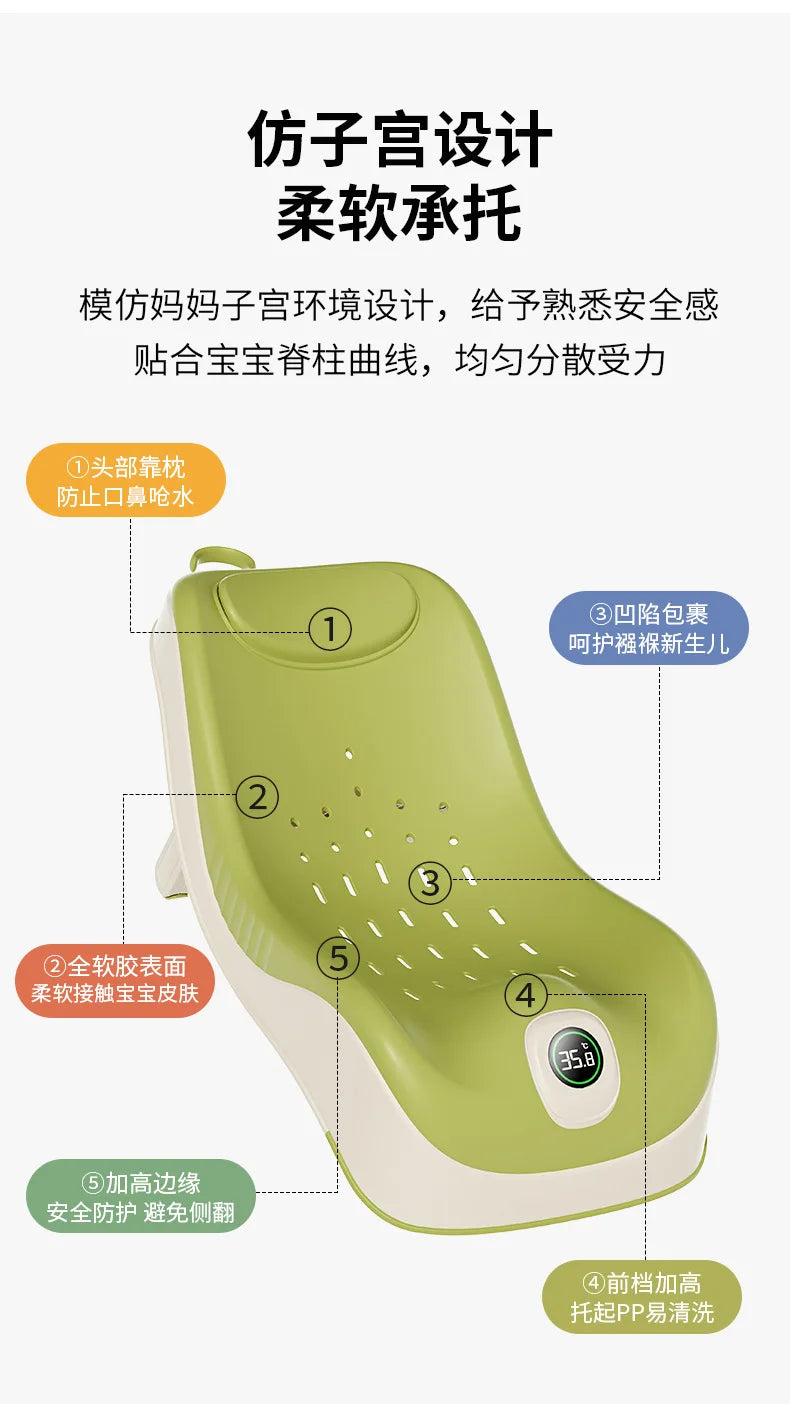 Real-Time Temperature Silicone Baby Take A Bath Bathtub Non-Slip Foot Bath Bucket Folding Bathroom with Temperature Sensing