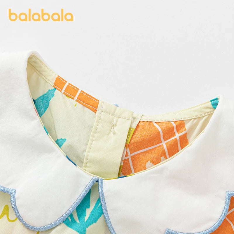 Balabala Dress Girls Dress Baby Children Wear 2024 Summer New Style Children Sleeveless Dress Fresh Floral Print