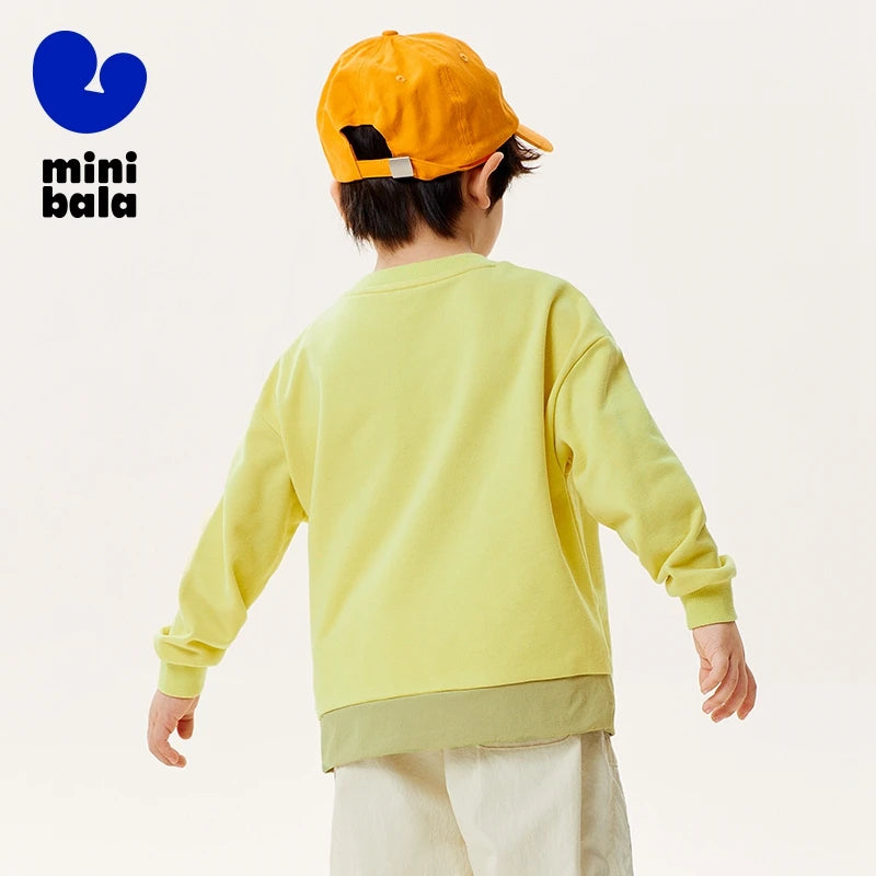 Mini Bala Long Sleeve Sweater Boys Long Sleeve Sweater Spring Baby Anti-Bacterial Fashion Color-Blocking Top