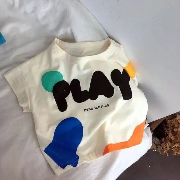 2025 Korean Summer Infant Babys Boys T-shirts Retro Cartoon Toddler Kid Boy Short Sleeve Tees Casual Round Collar Little Boy Top