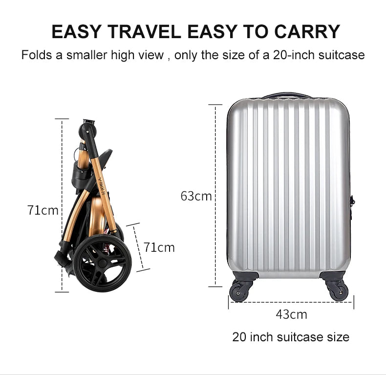 360° Rotating Baby Stroller with Premium PU Seat, Lightweight 3-in-1 Travel System One-Hand Fold & Adjustable Canopy for Newborn