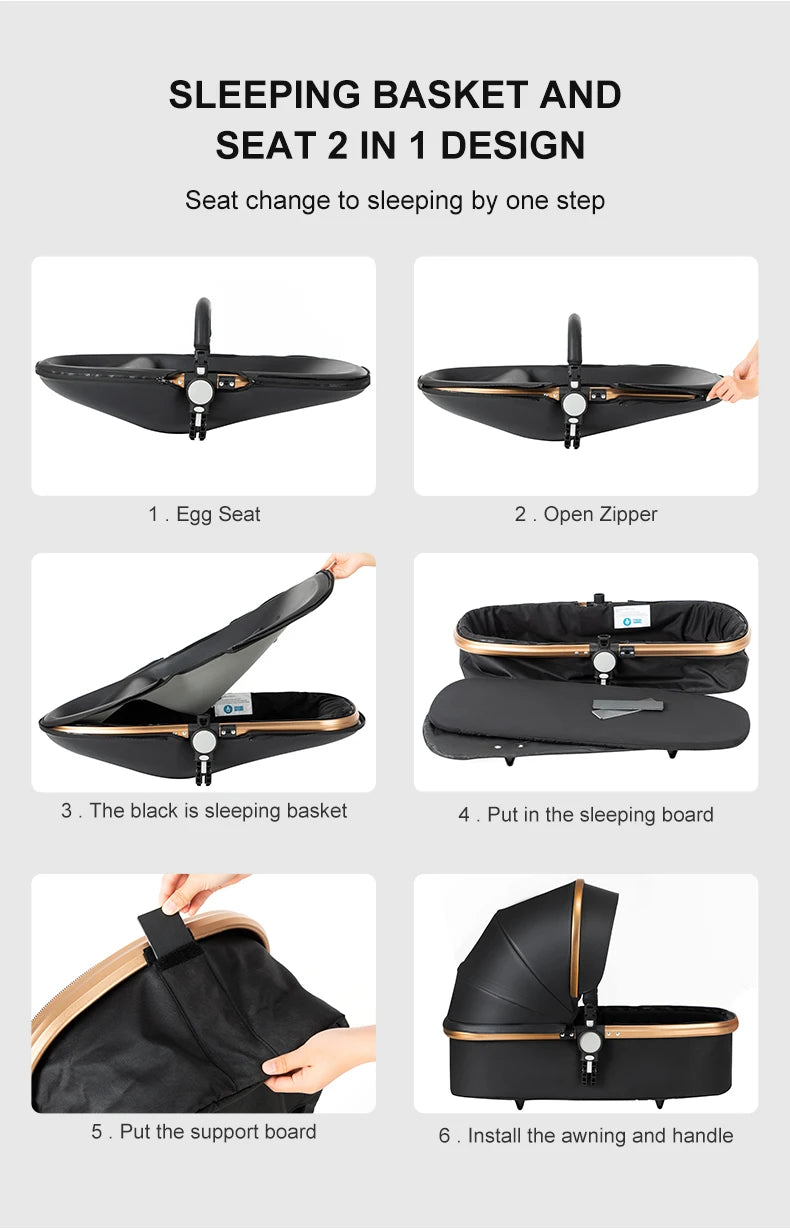 360° Rotating Baby Stroller with Premium PU Seat, Lightweight 3-in-1 Travel System One-Hand Fold & Adjustable Canopy for Newborn