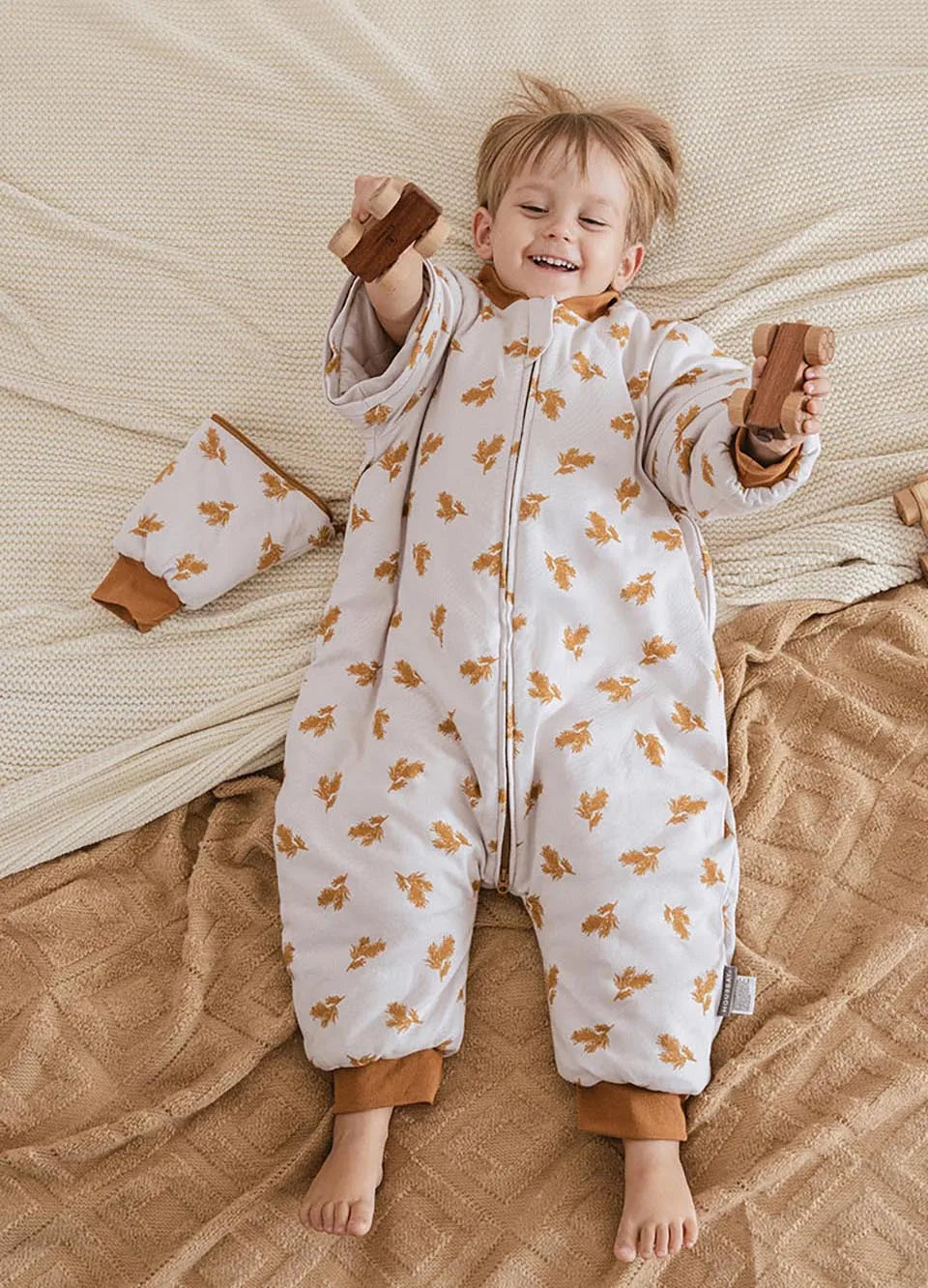 Baby Sleeping Bag Removable Sleeves Winter Warm Kids Sleepwear Baby Pajamas 3-Ways Zipper 100% Cotton Baby Sleepsack 2.5Tog