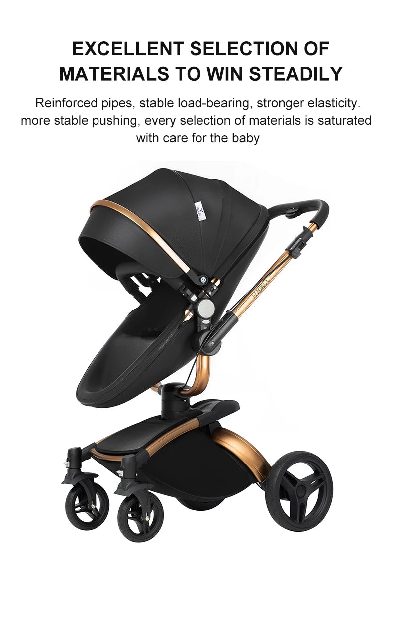 360° Rotating Baby Stroller with Premium PU Seat, Lightweight 3-in-1 Travel System One-Hand Fold & Adjustable Canopy for Newborn