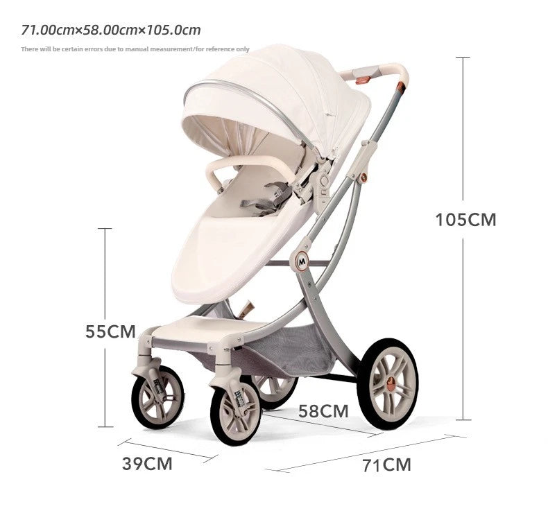 New Egg-shell 3-in-1 Baby Stroller Foldable High-view Baby Stroller with Car Seat Sitting and Lying Baby Stroller Two-way