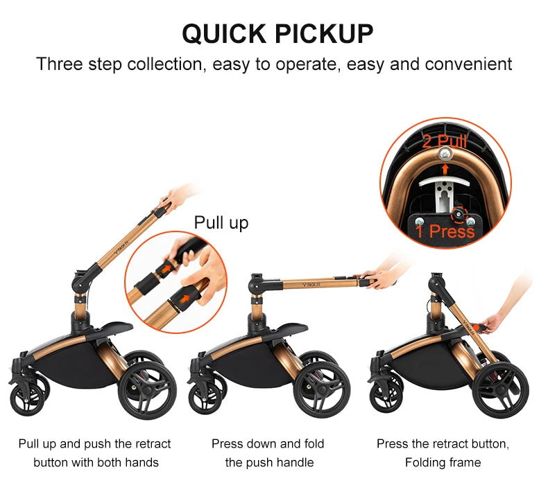360° Rotating Baby Stroller with Premium PU Seat, Lightweight 3-in-1 Travel System One-Hand Fold & Adjustable Canopy for Newborn