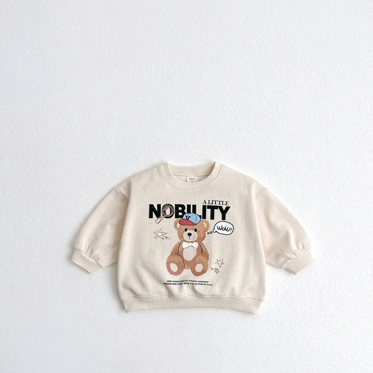 2025 Autumn New Children Long Sleeve Sweatshirt Cartoon Print Boys Girls Cotton Casual Pullover Baby Loose Tops Kids Clothes