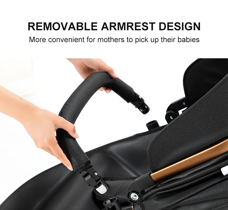 360° Rotating Baby Stroller with Premium PU Seat, Lightweight 3-in-1 Travel System One-Hand Fold & Adjustable Canopy for Newborn