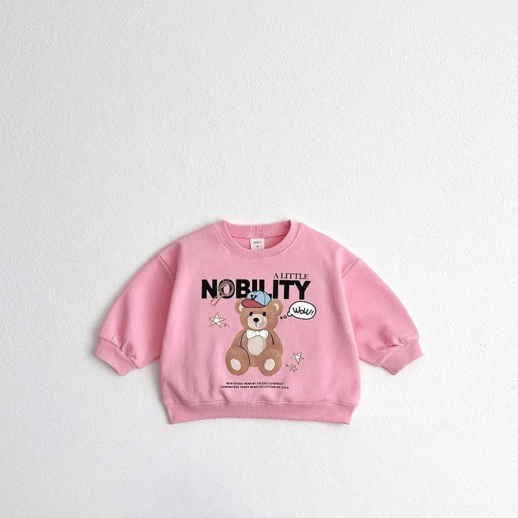 2025 Autumn New Children Long Sleeve Sweatshirt Cartoon Print Boys Girls Cotton Casual Pullover Baby Loose Tops Kids Clothes