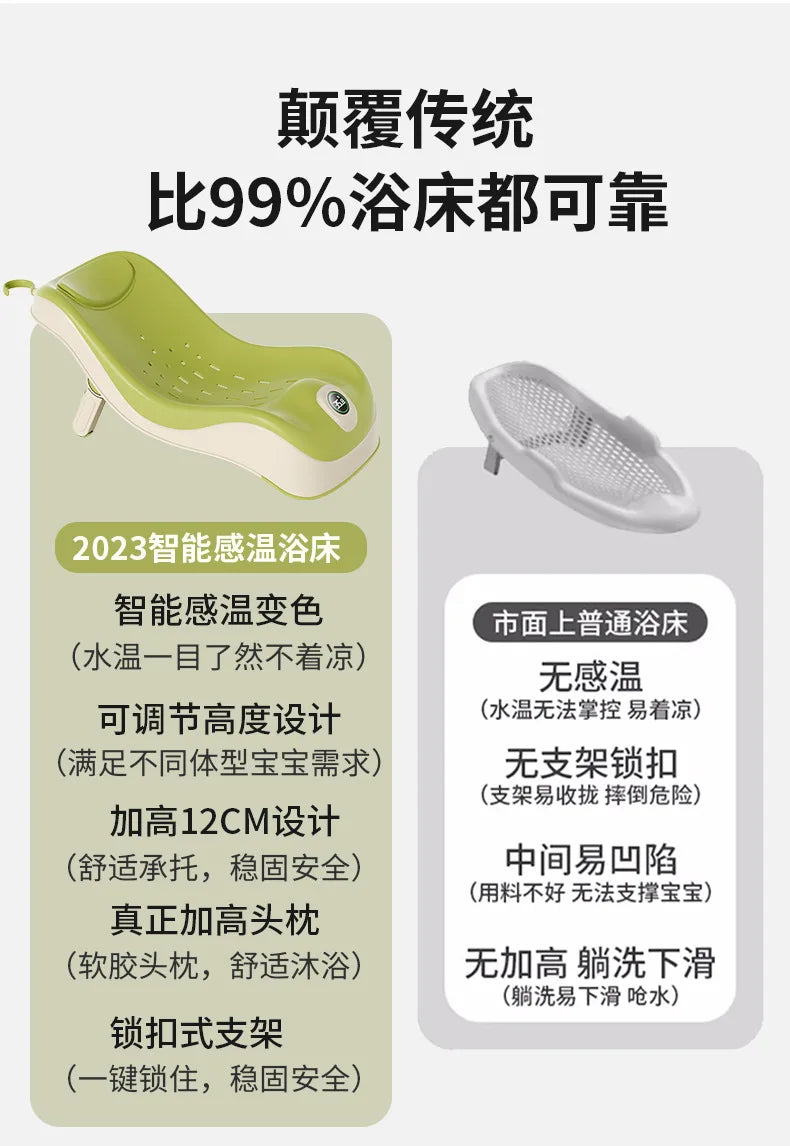 Real-Time Temperature Silicone Baby Take A Bath Bathtub Non-Slip Foot Bath Bucket Folding Bathroom with Temperature Sensing