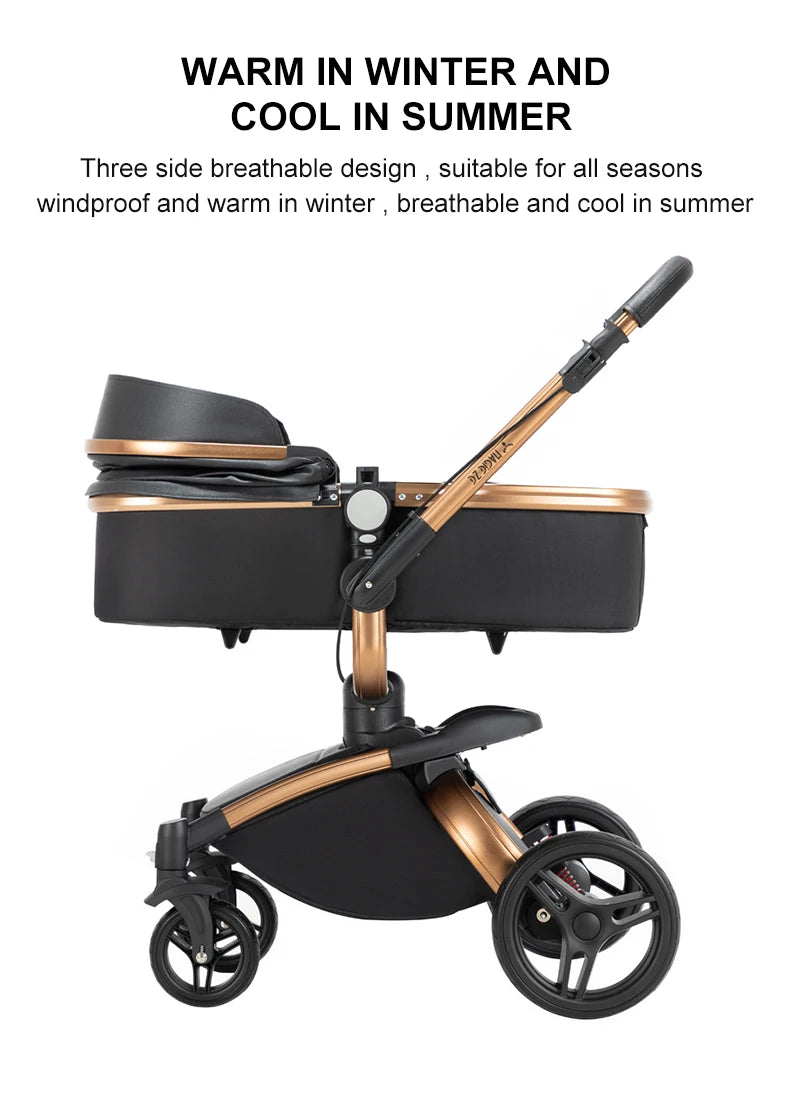 360° Rotating Baby Stroller with Premium PU Seat, Lightweight 3-in-1 Travel System One-Hand Fold & Adjustable Canopy for Newborn