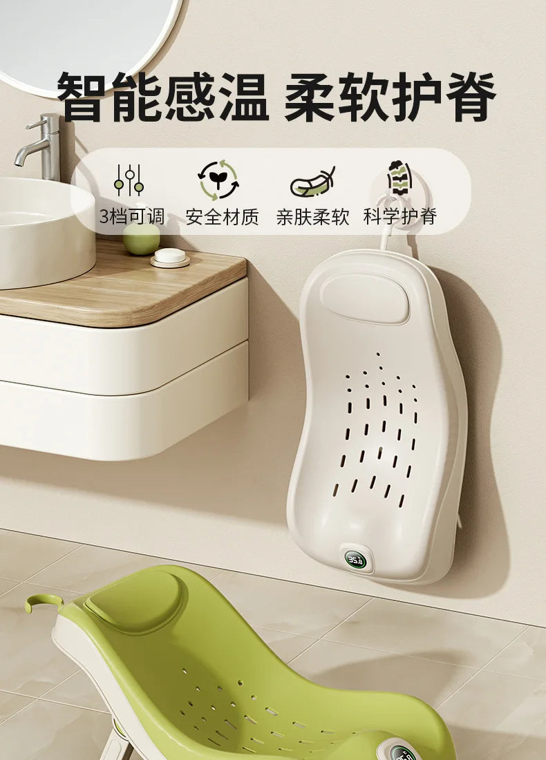 Real-Time Temperature Silicone Baby Take A Bath Bathtub Non-Slip Foot Bath Bucket Folding Bathroom with Temperature Sensing