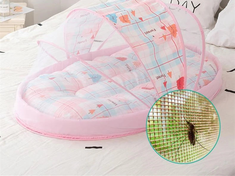 3 Pieces/Set Portable No-install Foldable Baby Mosquito Net Four Seasons Newborn Anti-fall Mosquito Net Modern Style Bedding