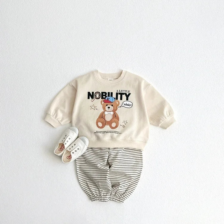 2025 Autumn New Children Long Sleeve Sweatshirt Cartoon Print Boys Girls Cotton Casual Pullover Baby Loose Tops Kids Clothes