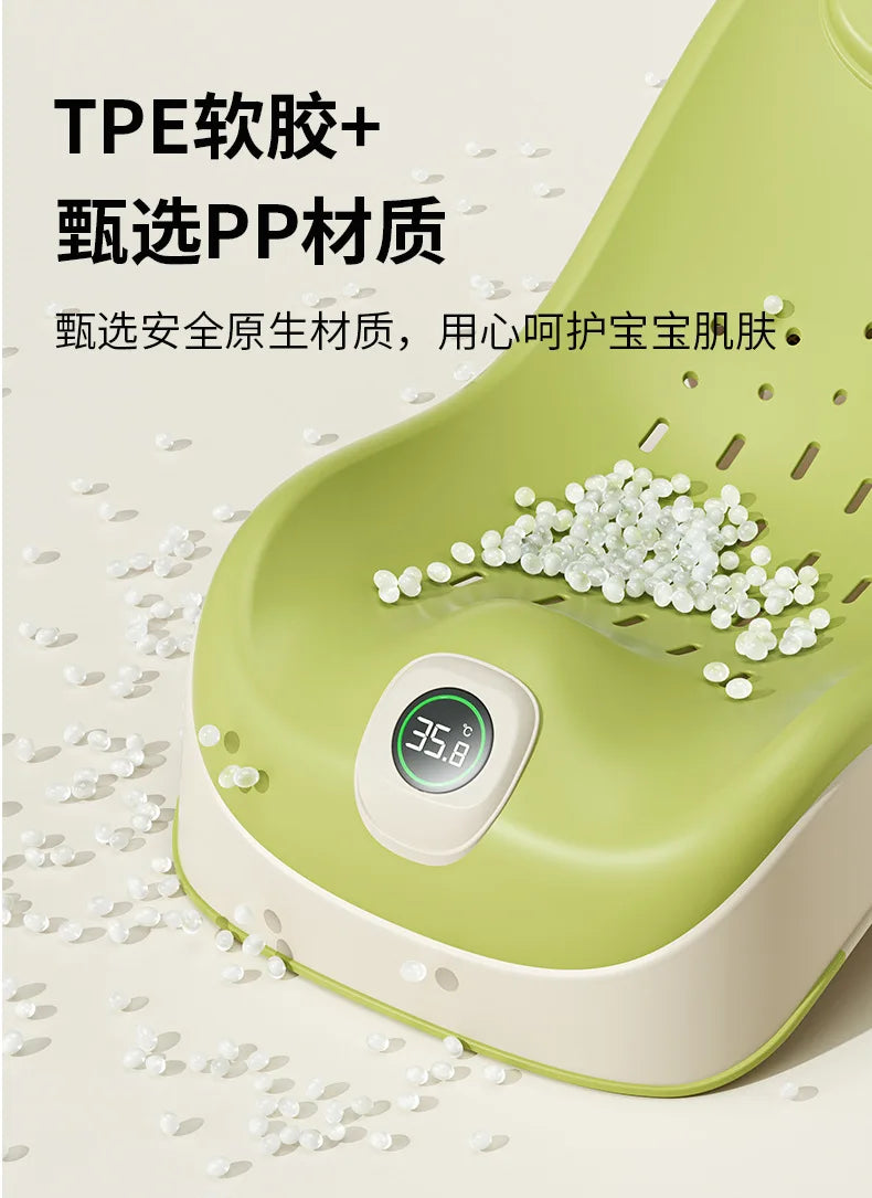 Real-Time Temperature Silicone Baby Take A Bath Bathtub Non-Slip Foot Bath Bucket Folding Bathroom with Temperature Sensing