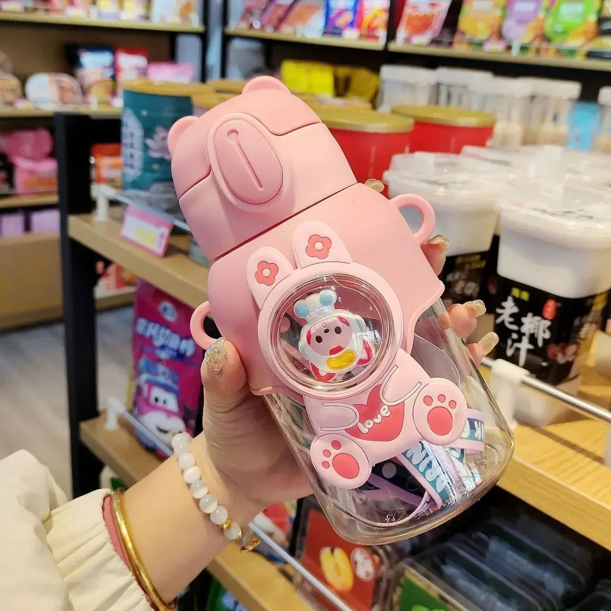 600ML Kawaii Summer Children's Water Cup High-value Fall-proof Straw Cup Boys and Cirls Go to School Baby Kettle