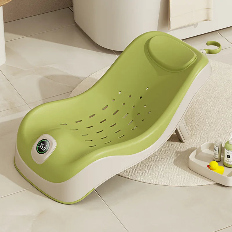 Real-Time Temperature Silicone Baby Take A Bath Bathtub Non-Slip Foot Bath Bucket Folding Bathroom with Temperature Sensing
