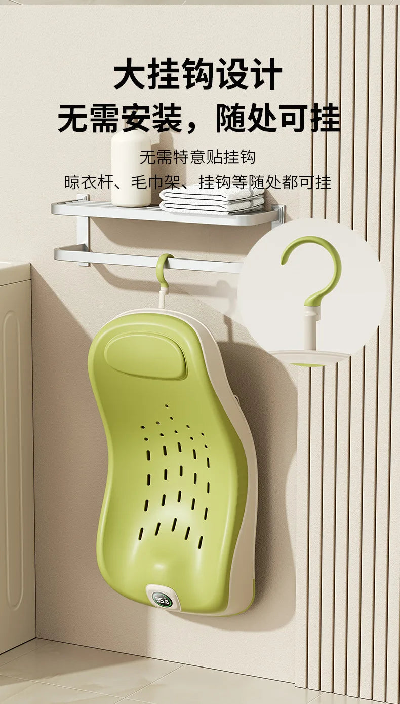 Real-Time Temperature Silicone Baby Take A Bath Bathtub Non-Slip Foot Bath Bucket Folding Bathroom with Temperature Sensing