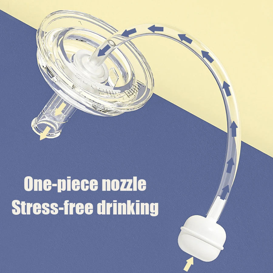 240 ml cup with handle Innovative square water bottle PP material soft liquid silicone straw for babies 6 months and up