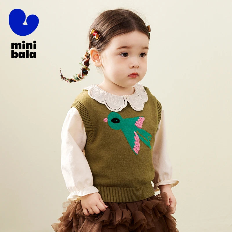 Mini Bala Knitted Vest for Boys and Girls Children Cute 2024 Autumn New Product Sweate