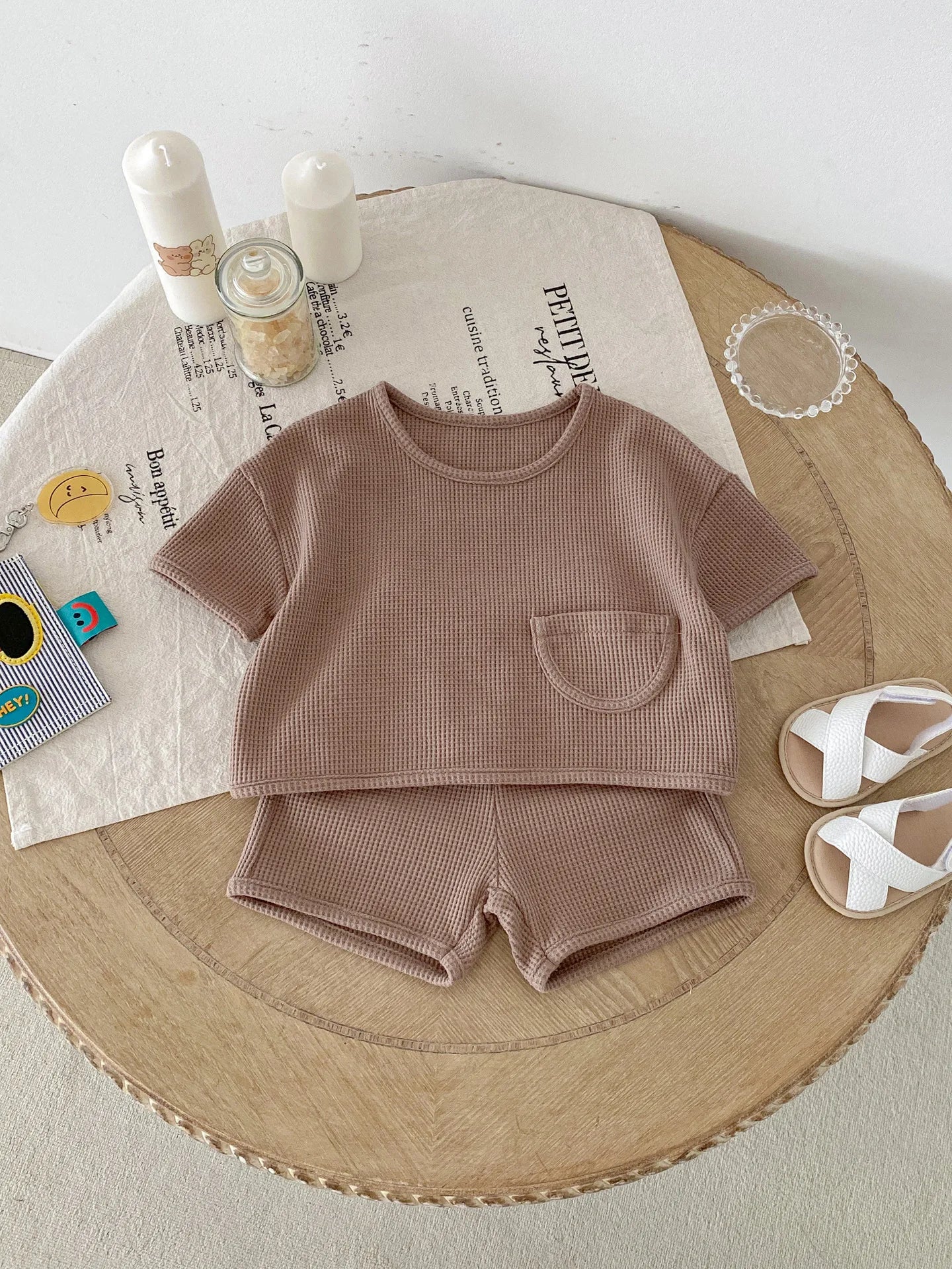 2025 Summer New Baby Short Sleeve Clothes Set Infant Boy T Shirts + Shorts 2pcs Suit Solid Simple Toddler Girl Casual Outfits