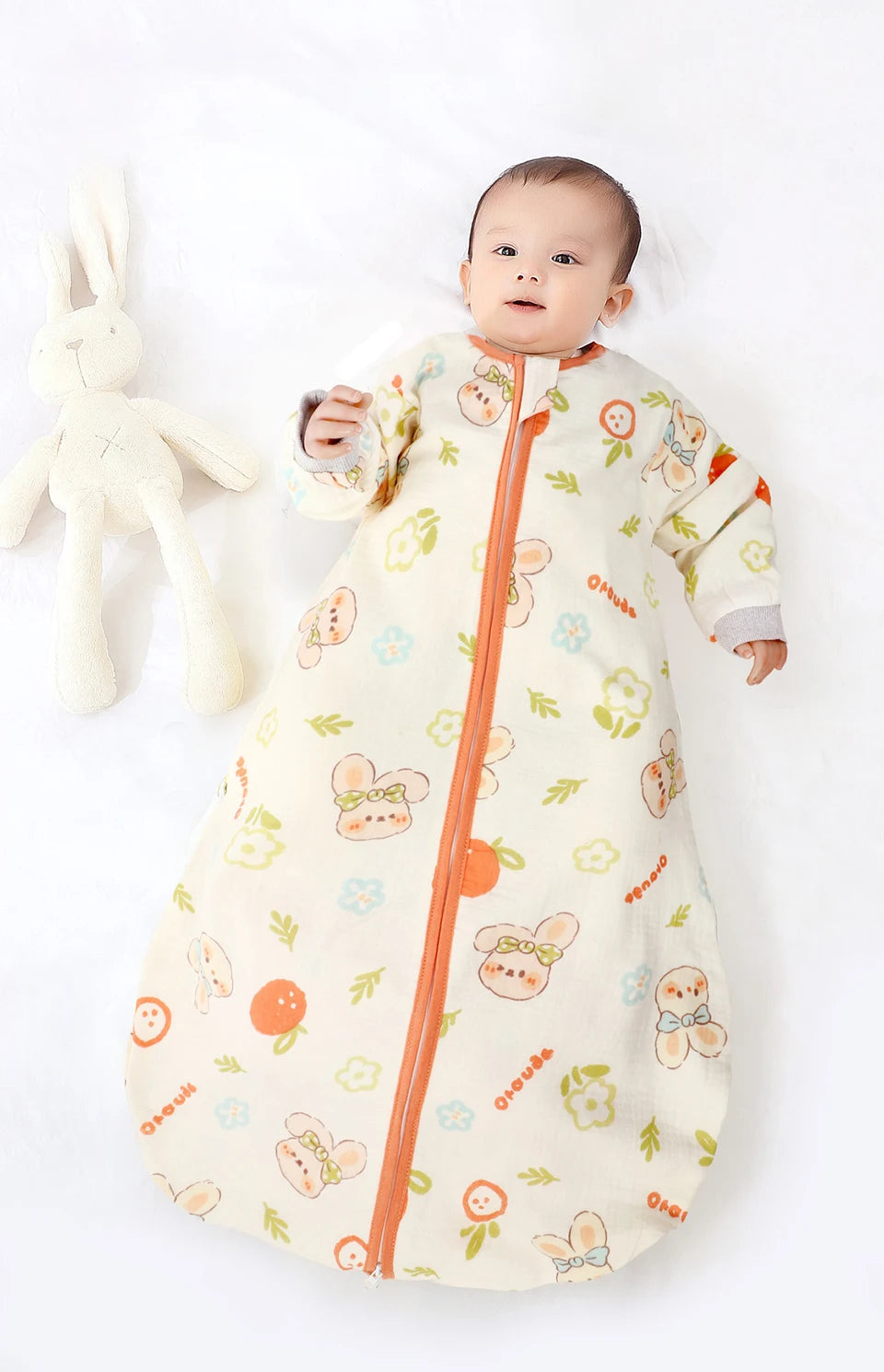 Baby Sleeping Bag Removable Sleeves Thin Breathable Gauze Cotton 3-Ways Zipper Design For Children'S Sleeping Bags 0-24 Months