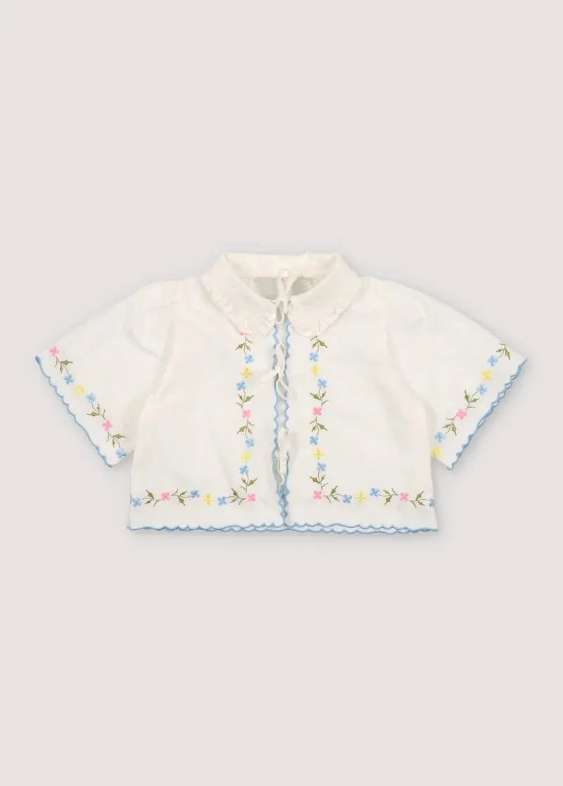 Girls' Top and Pants Set 2025 Summer Denmark New Children's Embroidered Shirt Shorts Casual Children's Clothing