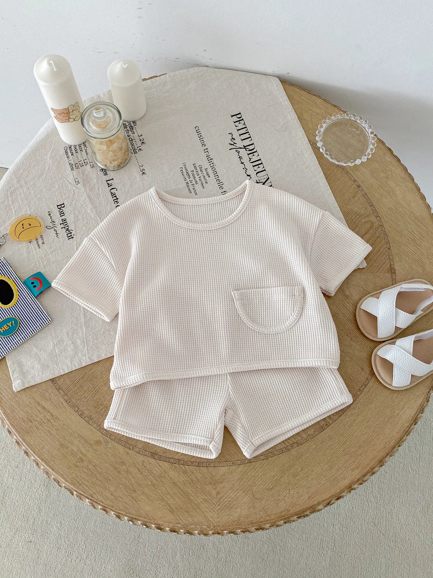 2025 Summer New Baby Short Sleeve Clothes Set Infant Boy T Shirts + Shorts 2pcs Suit Solid Simple Toddler Girl Casual Outfits