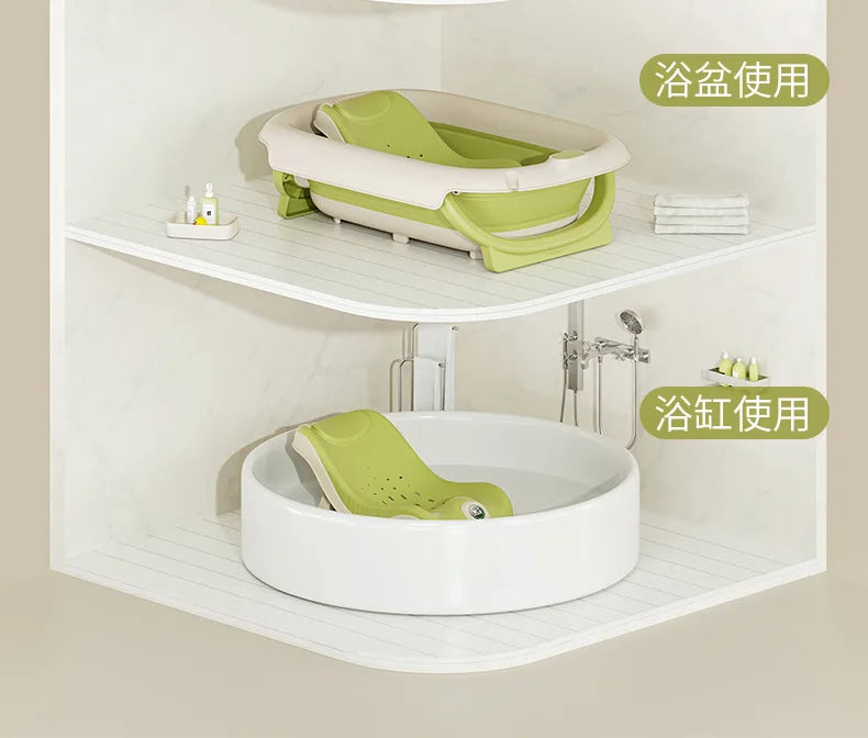 Real-Time Temperature Silicone Baby Take A Bath Bathtub Non-Slip Foot Bath Bucket Folding Bathroom with Temperature Sensing