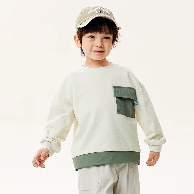 Mini Bala Long Sleeve Sweater Boys Long Sleeve Sweater Spring Baby Anti-Bacterial Fashion Color-Blocking Top