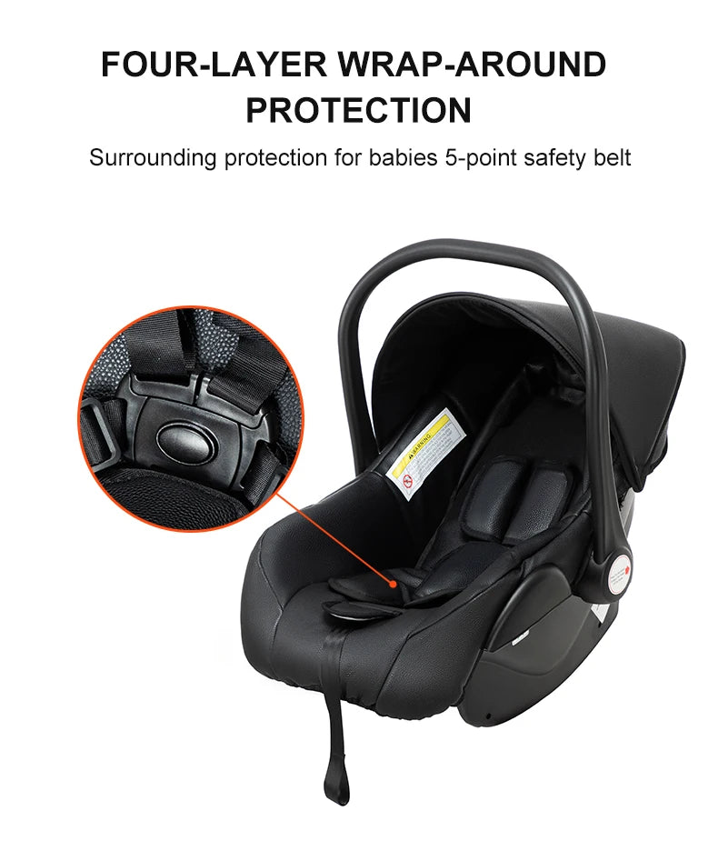 360° Rotating Baby Stroller with Premium PU Seat, Lightweight 3-in-1 Travel System One-Hand Fold & Adjustable Canopy for Newborn