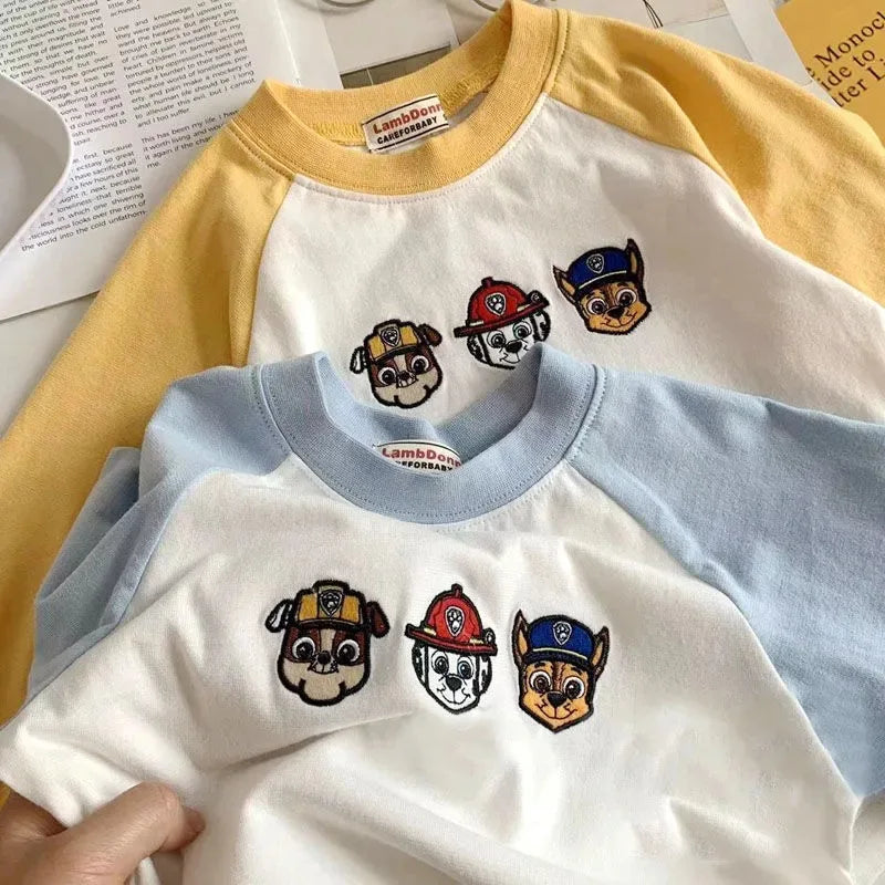 Children Boy Long Sleeve T-shirt Autumn New Raglan Spliced Sleeve Infnat Boy Undershirt Cotton Cartoon Versatile Toddler Boy Top