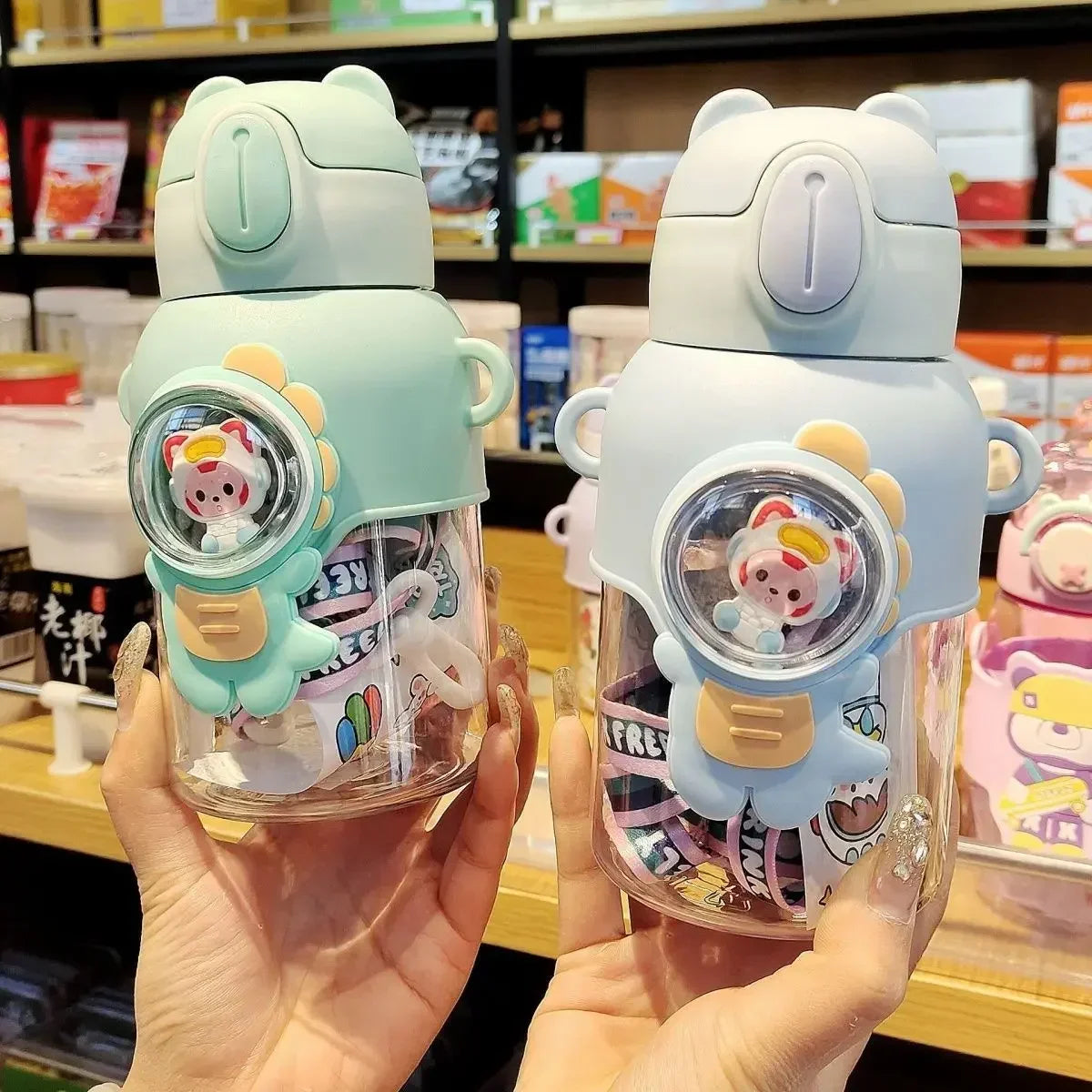 600ML Kawaii Summer Children's Water Cup High-value Fall-proof Straw Cup Boys and Cirls Go to School Baby Kettle