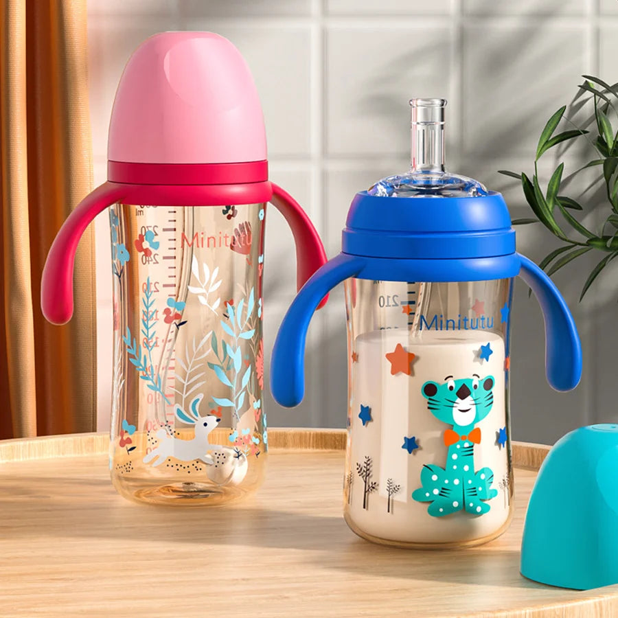 Children's colorful bottle, cartoon animal pattern, handle design, gift for children when taking pictures