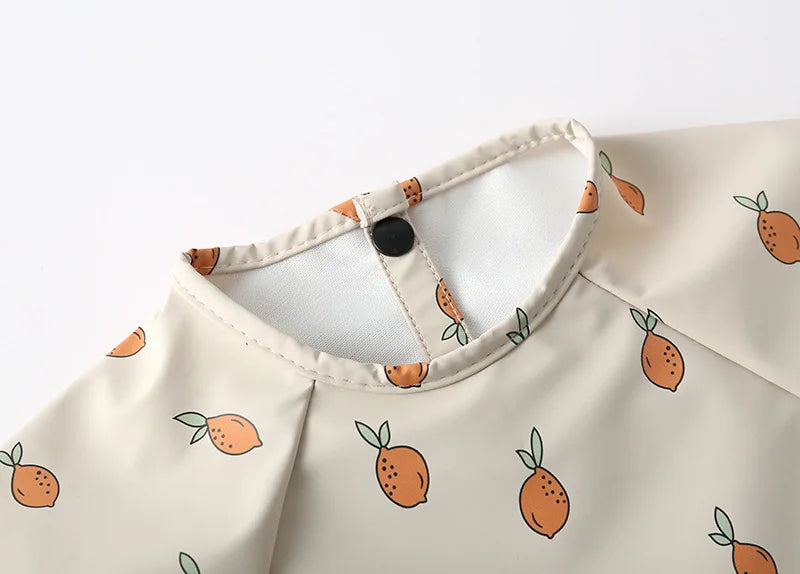 Easy Wear Long Sleeved Bib Baby Toddler Soft PU Bibs Painting Waterproof Meals Protection Washable Easy Clean Smock for Children