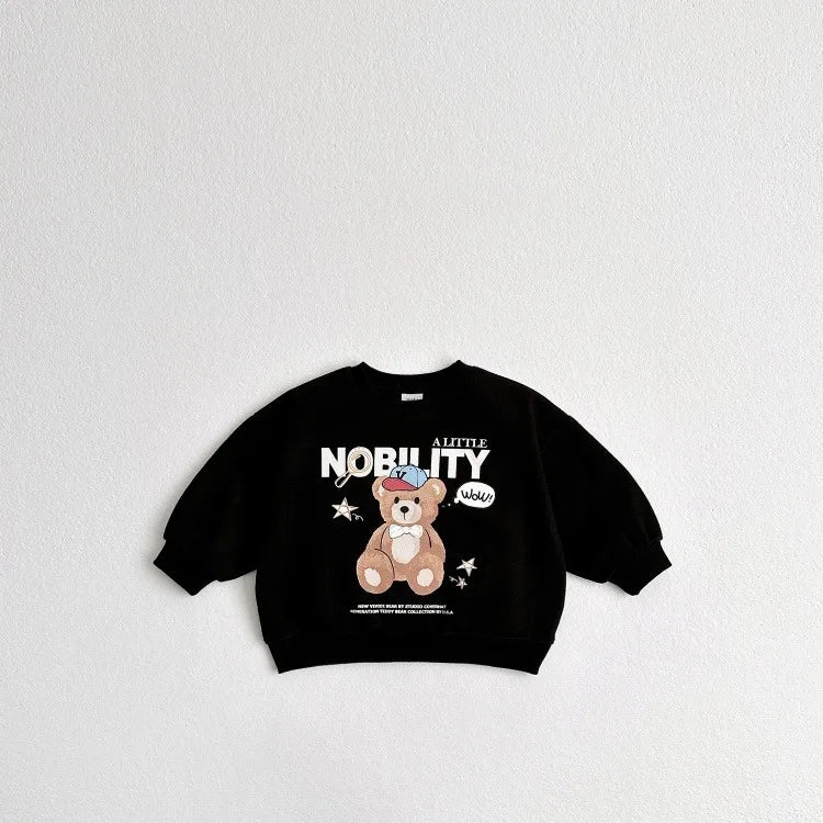 2025 Autumn New Children Long Sleeve Sweatshirt Cartoon Print Boys Girls Cotton Casual Pullover Baby Loose Tops Kids Clothes