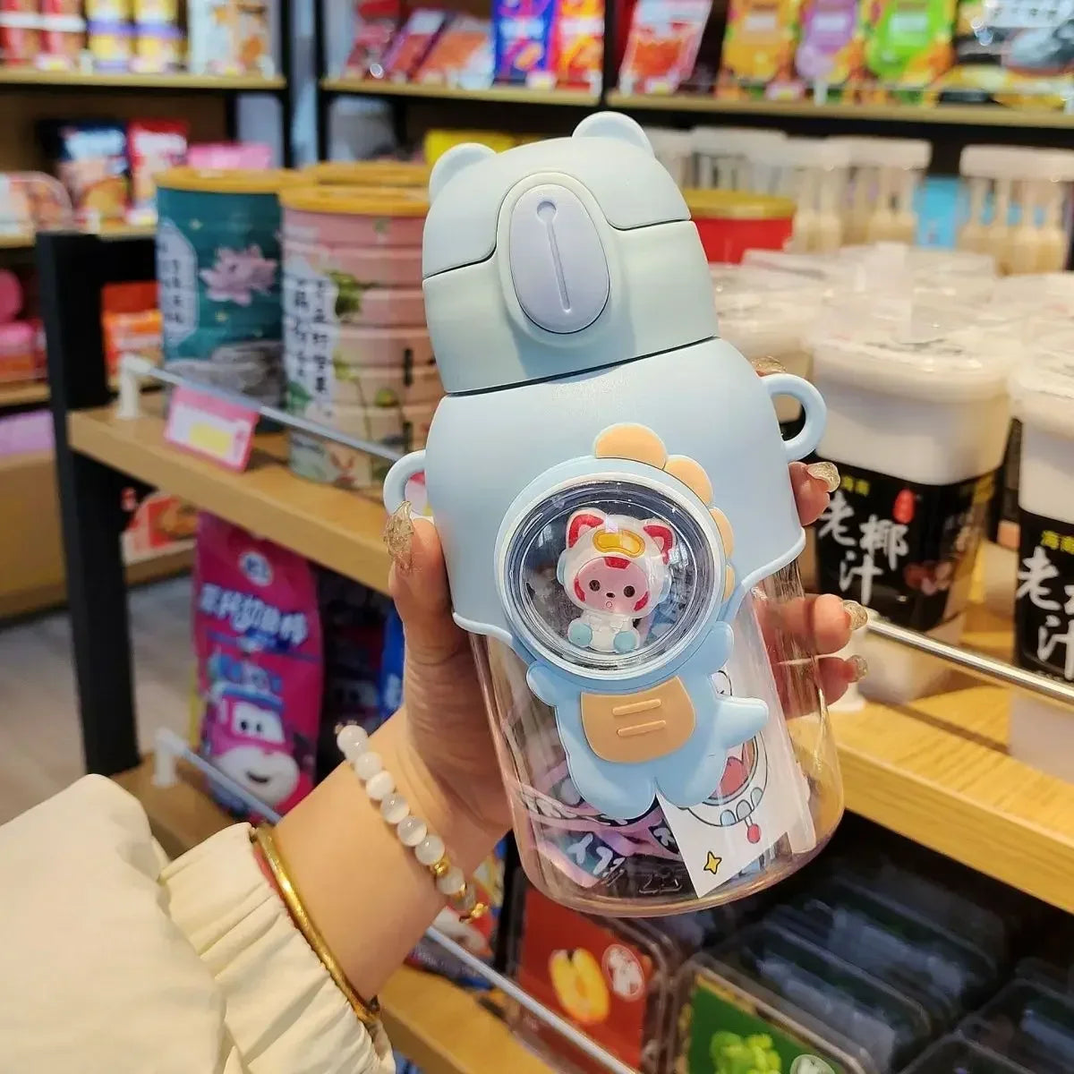 600ML Kawaii Summer Children's Water Cup High-value Fall-proof Straw Cup Boys and Cirls Go to School Baby Kettle