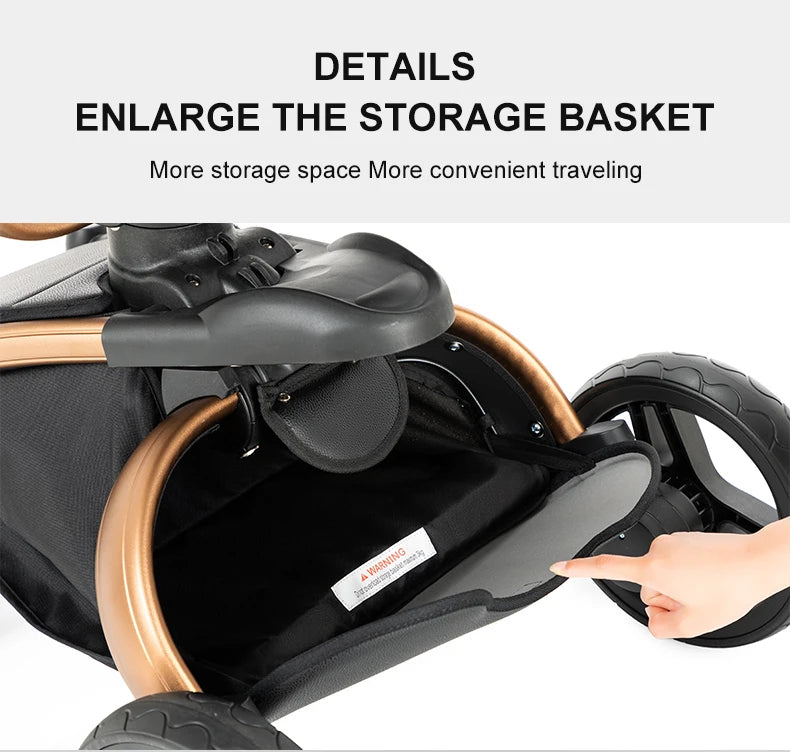 360° Rotating Baby Stroller with Premium PU Seat, Lightweight 3-in-1 Travel System One-Hand Fold & Adjustable Canopy for Newborn