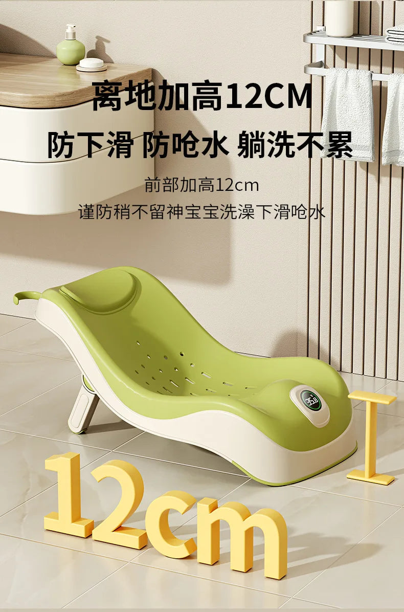 Real-Time Temperature Silicone Baby Take A Bath Bathtub Non-Slip Foot Bath Bucket Folding Bathroom with Temperature Sensing