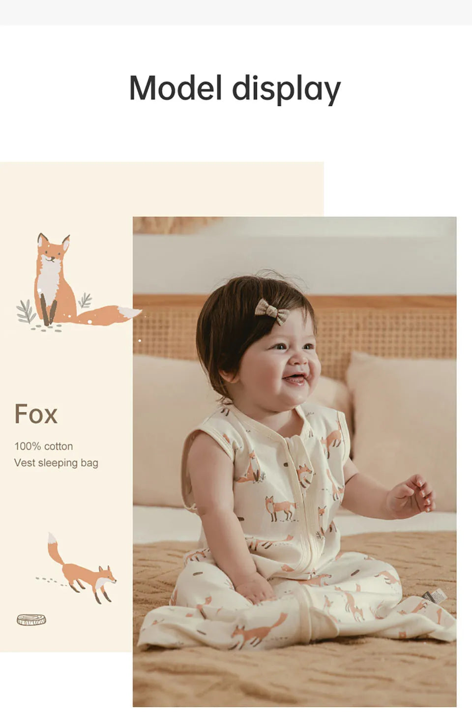 Sleeping Bag For Babies 3-24Months Boys Girls Summer Sleep Sack Vest Thin Breathable 0.5Tog 2-Ways Zipper Nappy Changing Bag